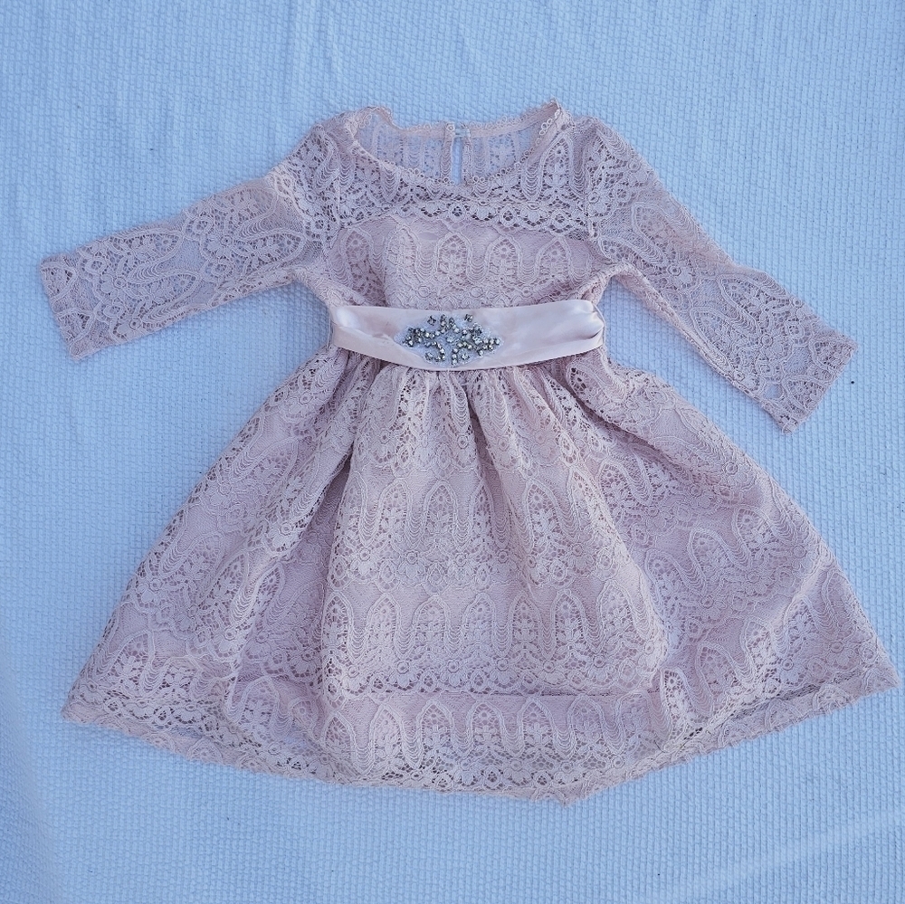 Rare Editions little girls Pink Lace Formal Dress size 5